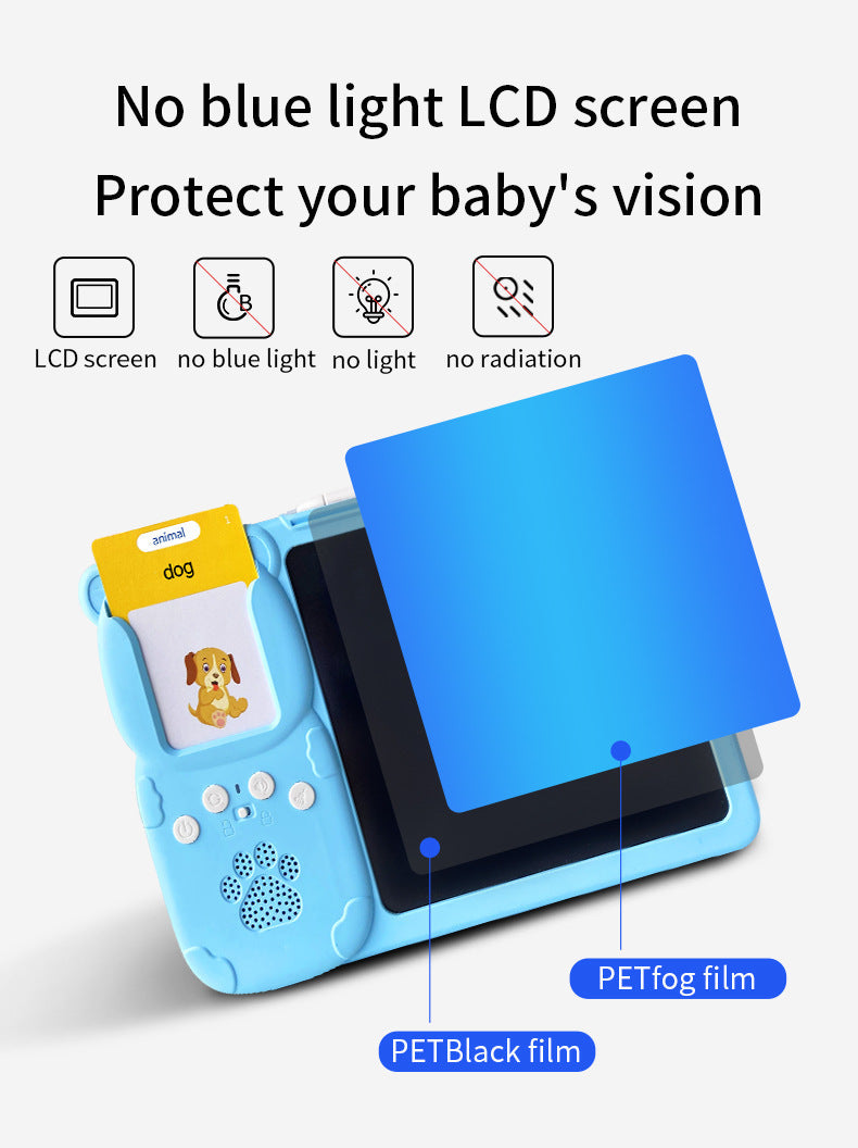 Pink (255 cards, pure English) Kids Interactive Early Education Toy: Combination Card Reader & LCD Drawing Board for Toddlers