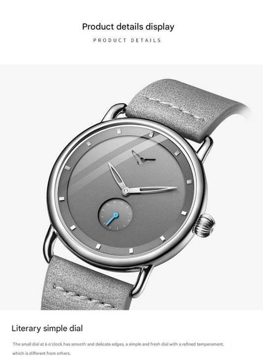 Silver shell black face Elegant Men's Watch with Leather Band - Small Seconds, Onion Crown Detail