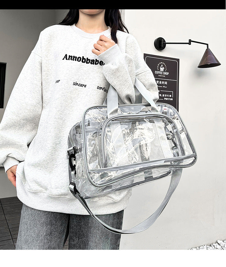 Silver transparent Multi-Purpose Clear PVC Bag - Travel, Fitness, Storage Tote (42x26x15cm)