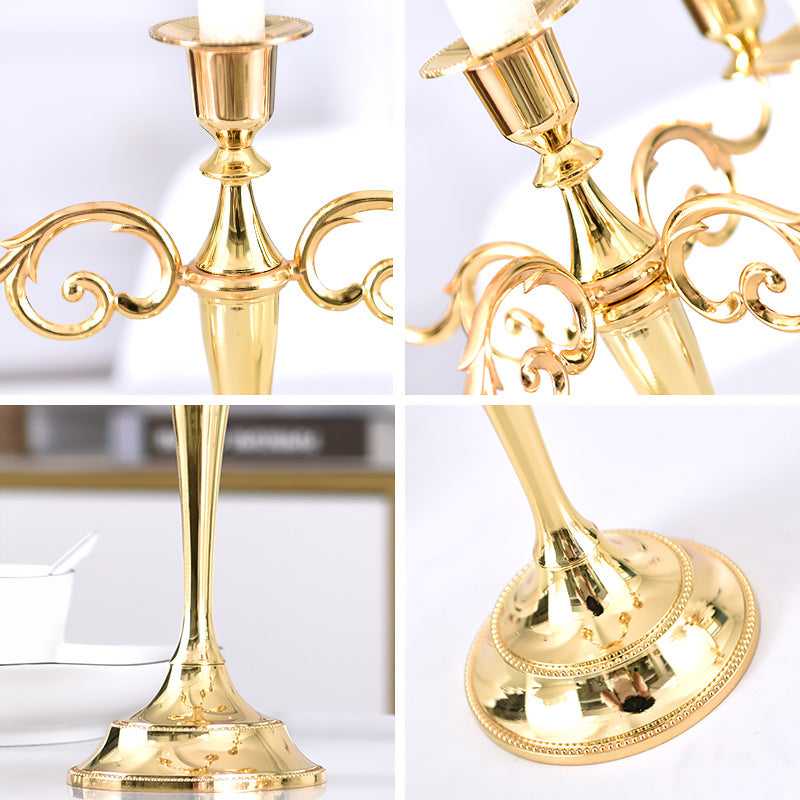 Gold Elegant Metal Candelabra 5 Arm Candle Holder - Decorative Candelabra for Home, Weddings, Events