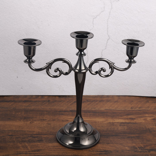 Black Elegant Metal Candelabra 3 Arm Candle Holder -  Decorative Candelabra for Home, Weddings, Events
