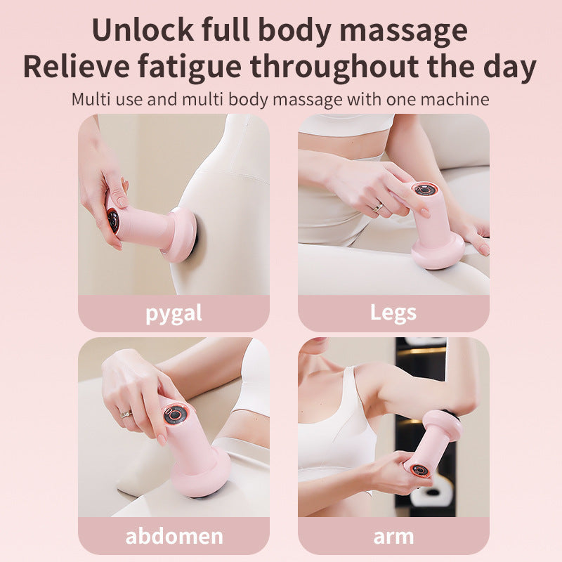 Black Handheld Electric Vibration Massager - 6 Speeds, 5 Heads for Full Body Relief