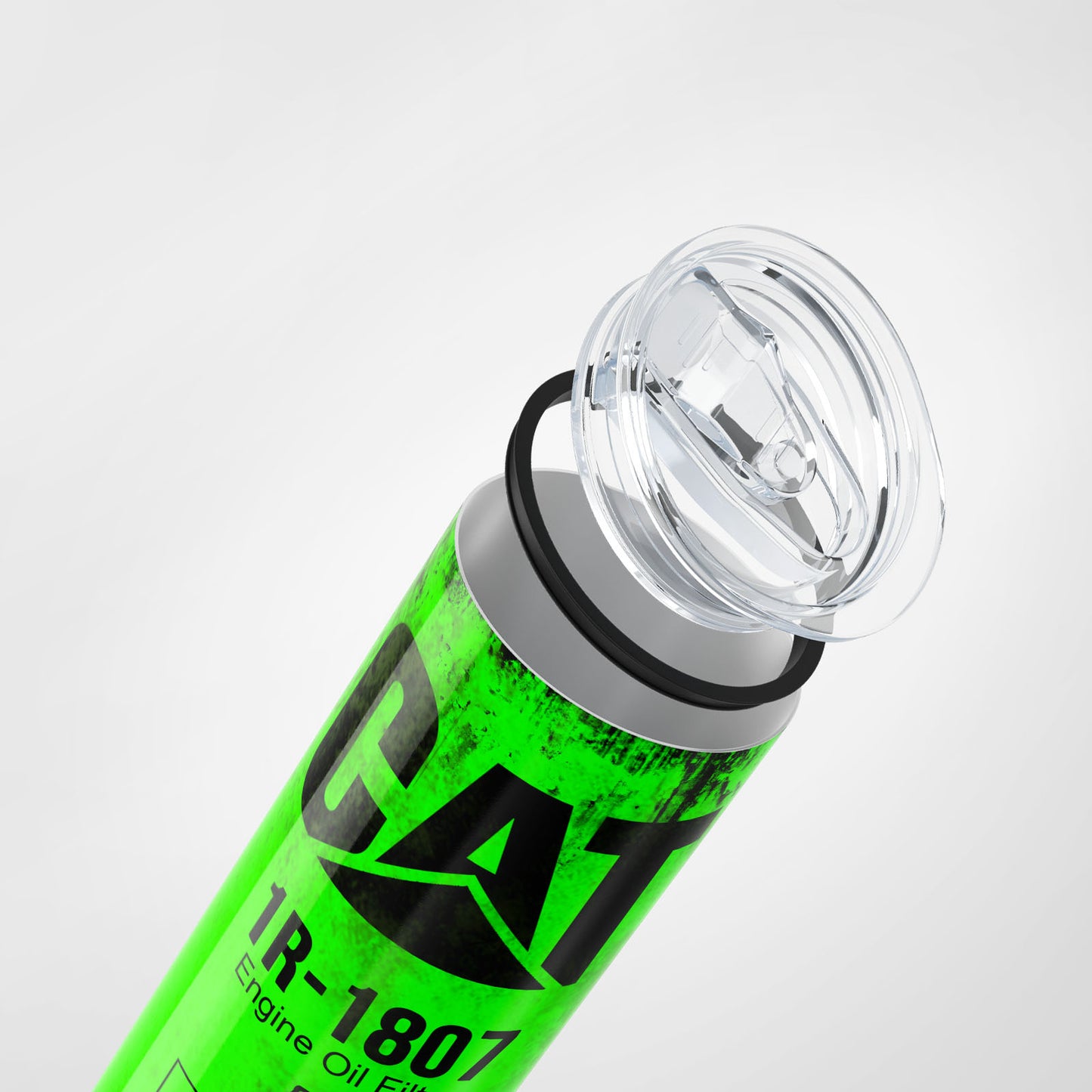 Green Skinny Tumbler (591ml) - Fun CAT Oil Filter Replica for Construction Fans