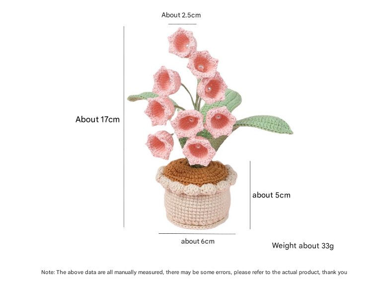 Handmade Crochet Lily of the Valley Potted Plant - Everlasting Crochet Flower Arrangement (9 heads Purple)