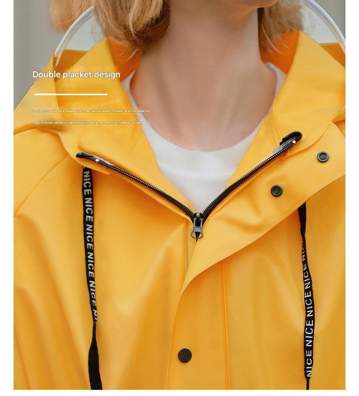 Yellow Women's Long Waterproof Raincoat with Hood and Visor - Stylish Rain Jacket (Size - M)