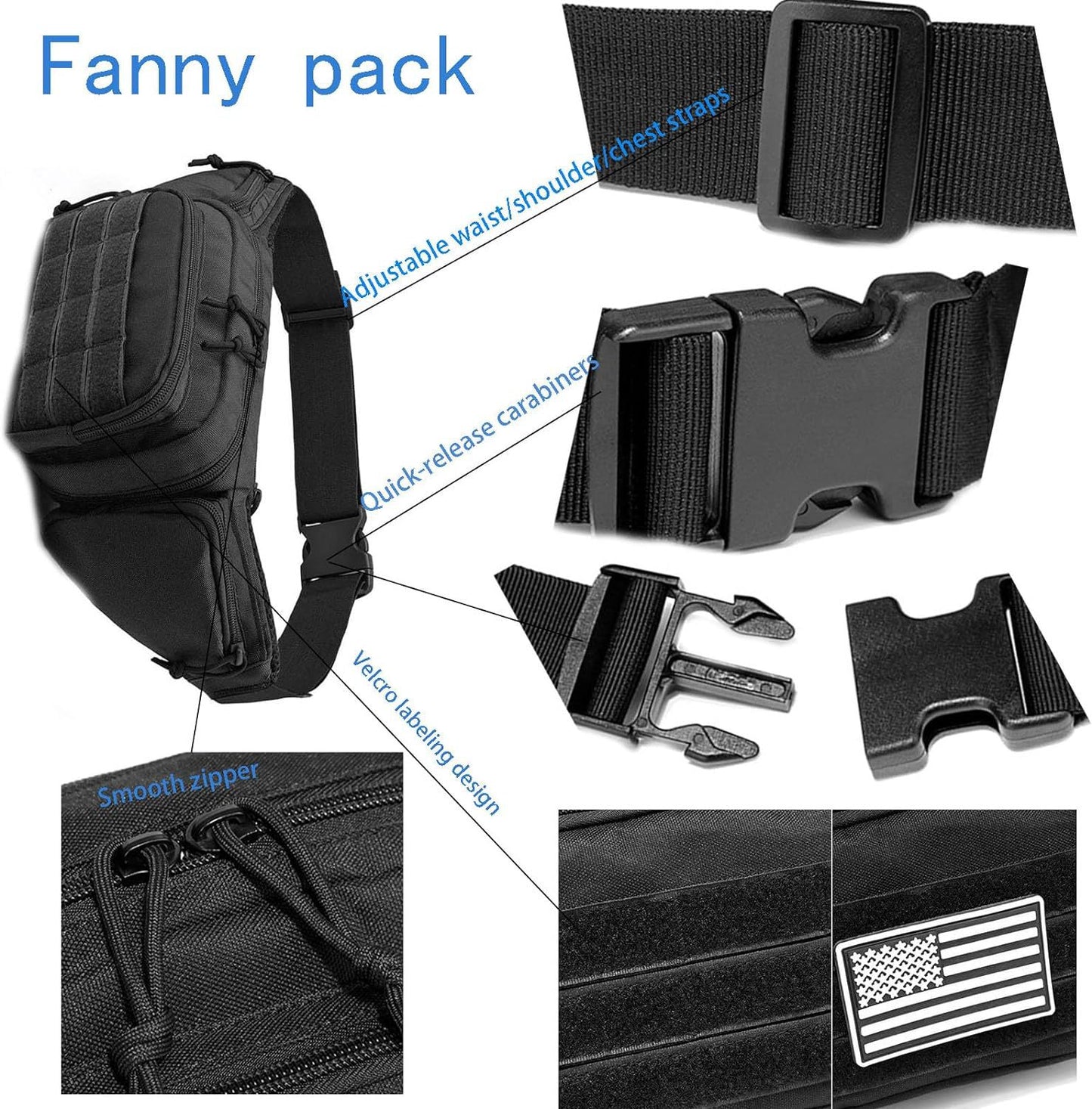 Khaki Rugged Tactical Waist Pack - MOLLE Outdoor Fanny Bag for Hiking Cycling & Travel