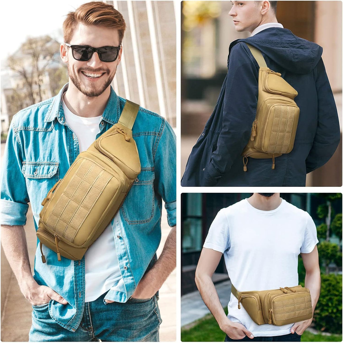Khaki Rugged Tactical Waist Pack - MOLLE Outdoor Fanny Bag for Hiking Cycling & Travel