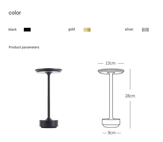 Gold Elegant Aluminum Alloy Rechargeable LED Touch Lamp - 3-Color Dimmable Cordless Table Light