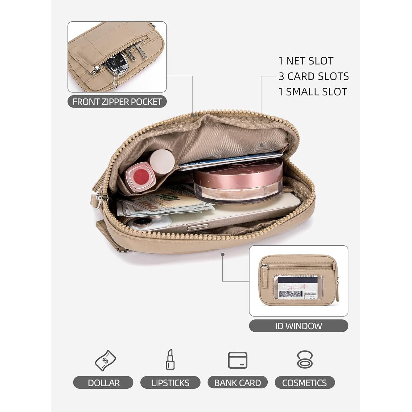 Purple RFID Blocking Nylon Wristlet Clutch Wallet - Compact Waterproof Pouch with Card Slots & ID Window