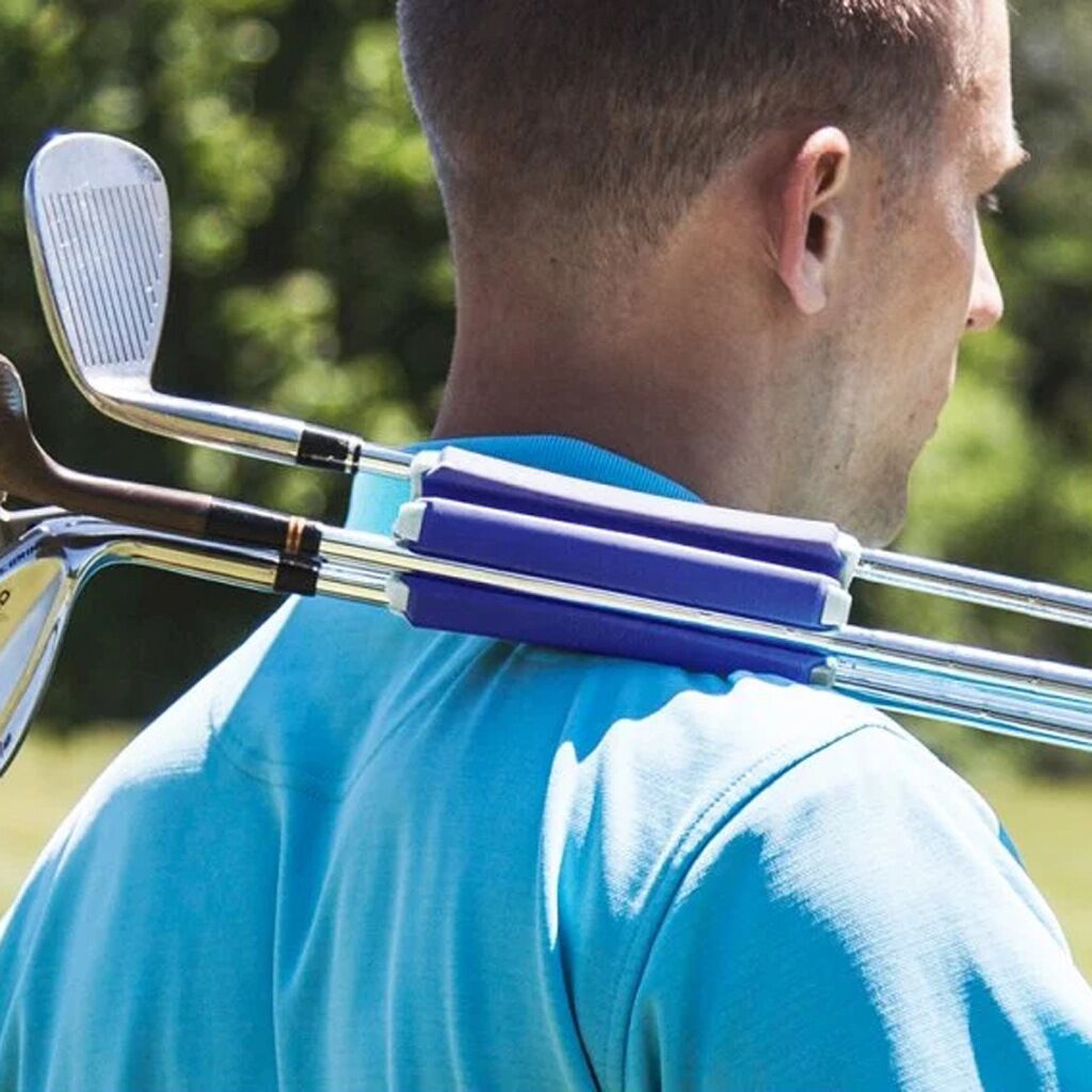 Blue Set of 2 Portable Golf Club Carrier Holders - Lightweight Club Organizer Caddy