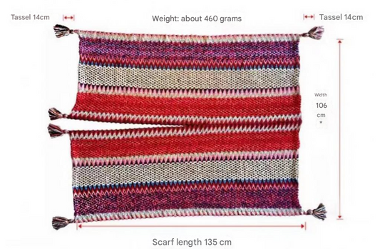 Red Cozy Knitted Poncho Cape - Thick Mohair Blend Winter Shawl Wrap (106x135cm)
