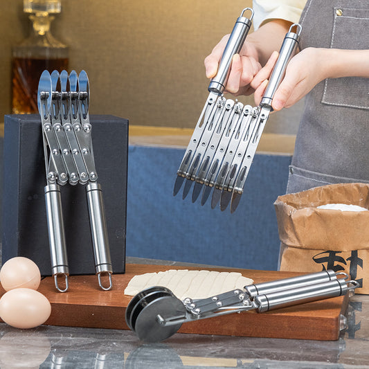 Doughnut Cutter Seven Wheels Stainless Steel Multi-Wheel Rolling Dough Cutter - Pastry, Noodle & Lattice Slicer