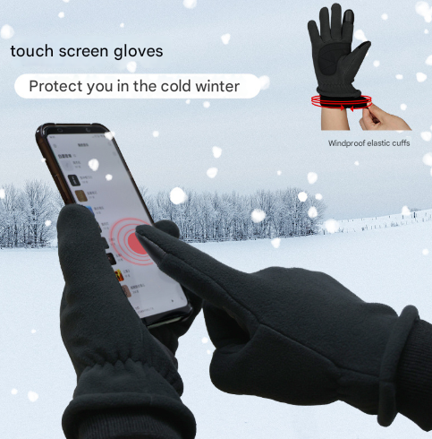 XL Red Warm Windproof Touchscreen Gloves - Anti-Slip Grip for Winter Cycling & Outdoor Sports