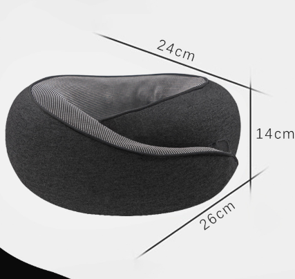 Black Ergonomic Memory Foam Travel Neck Pillow - U-Shaped Support for Naps & Journeys