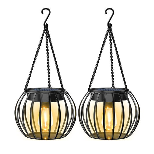 LUMIRO 2 Pack Outdoor Solar Hanging Lights Pumpkin Decorative Lantern - The Grand Bazaar of Australia