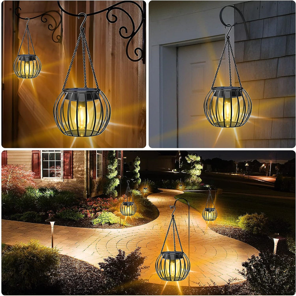 LUMIRO 2 Pack Outdoor Solar Hanging Lights Pumpkin Decorative Lantern - The Grand Bazaar of Australia