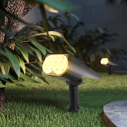 LUMIRO 2 Pack Solar Spotlight Ground Plug Lights- Adjustable Head, Warm Light - Black_6