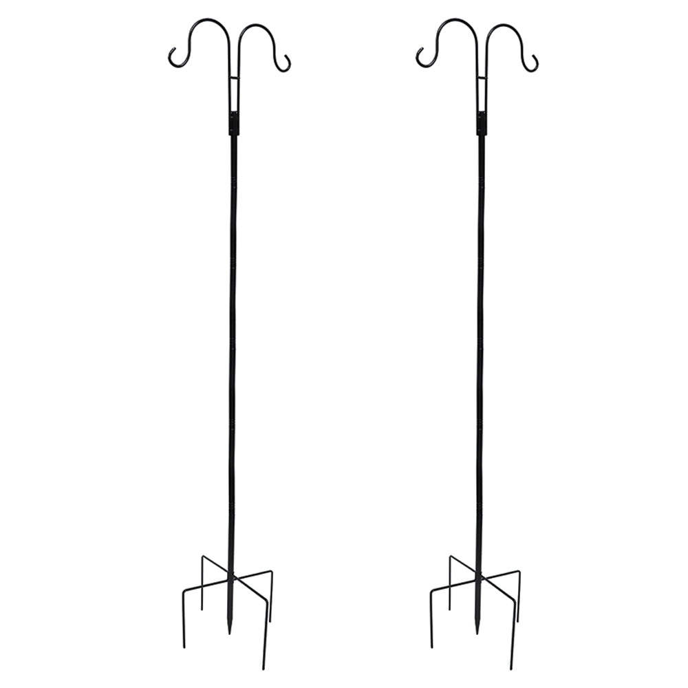 LUMIRO 2 Pack Double Shepherds Metal Hooks Garden Pole for Outdoor_1