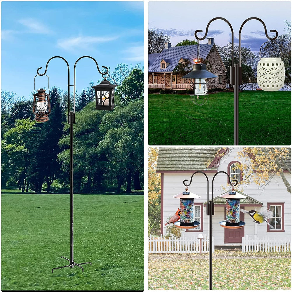 LUMIRO 2 Pack Double Shepherds Metal Hooks Garden Pole for Outdoor_8