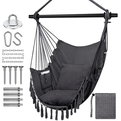 HYPERANGER Hammock Chair Hanging Rope Swing with 2 Cushions - The Grand Bazaar of Australia