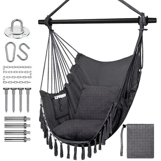 HYPERANGER Hammock Chair Hanging Rope Swing with 2 Cushions - The Grand Bazaar of Australia