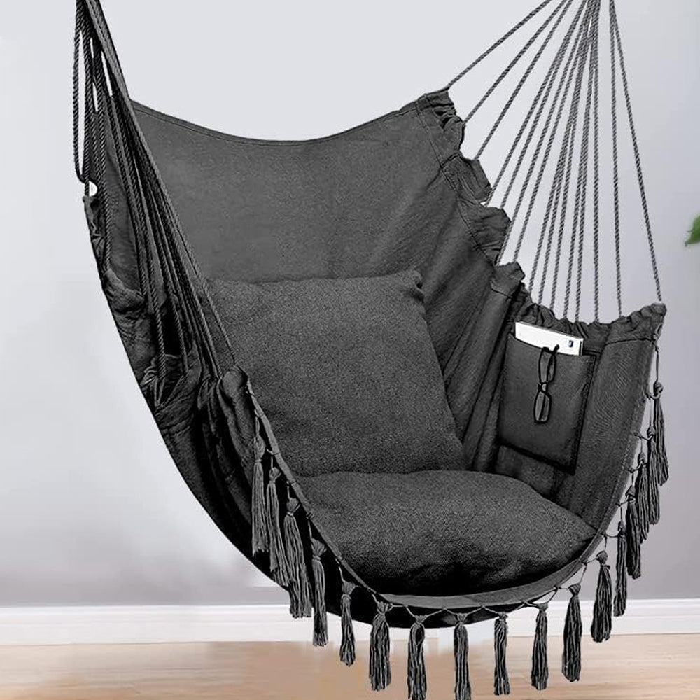 HYPERANGER Hammock Chair Hanging Rope Swing with 2 Cushions - The Grand Bazaar of Australia