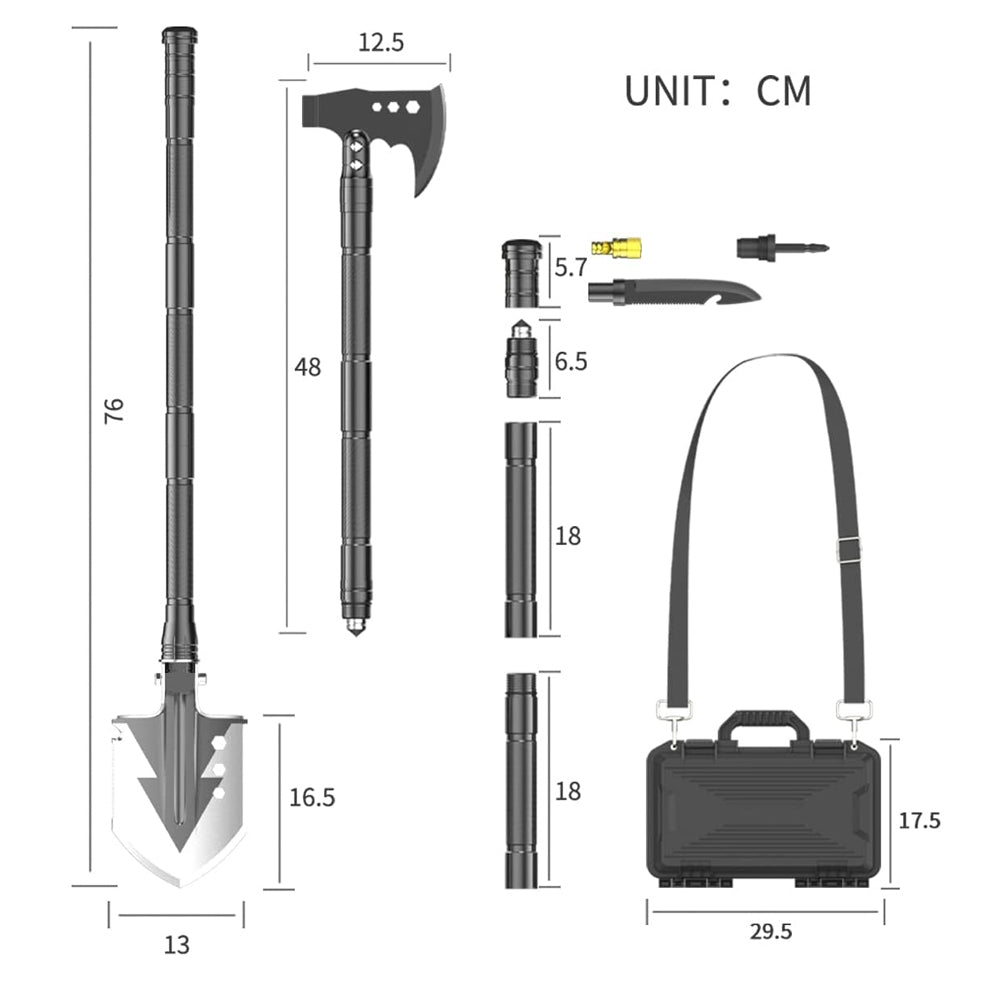 HYPERANGER Multifunctional Shovel Tactical Outdoor Survival Emergency Camping Gear_2