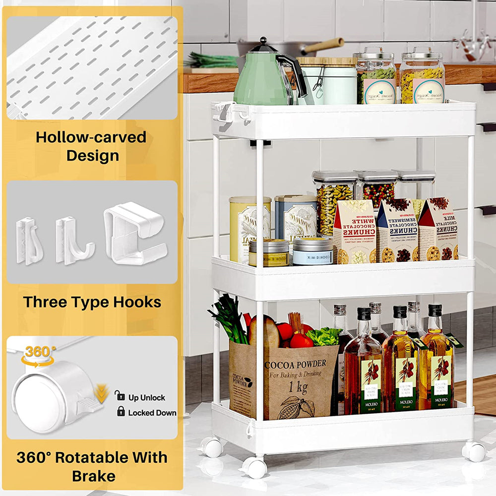 STORFEX 3-Tier Storage Rolling Cart - Organization Utility Cart_2