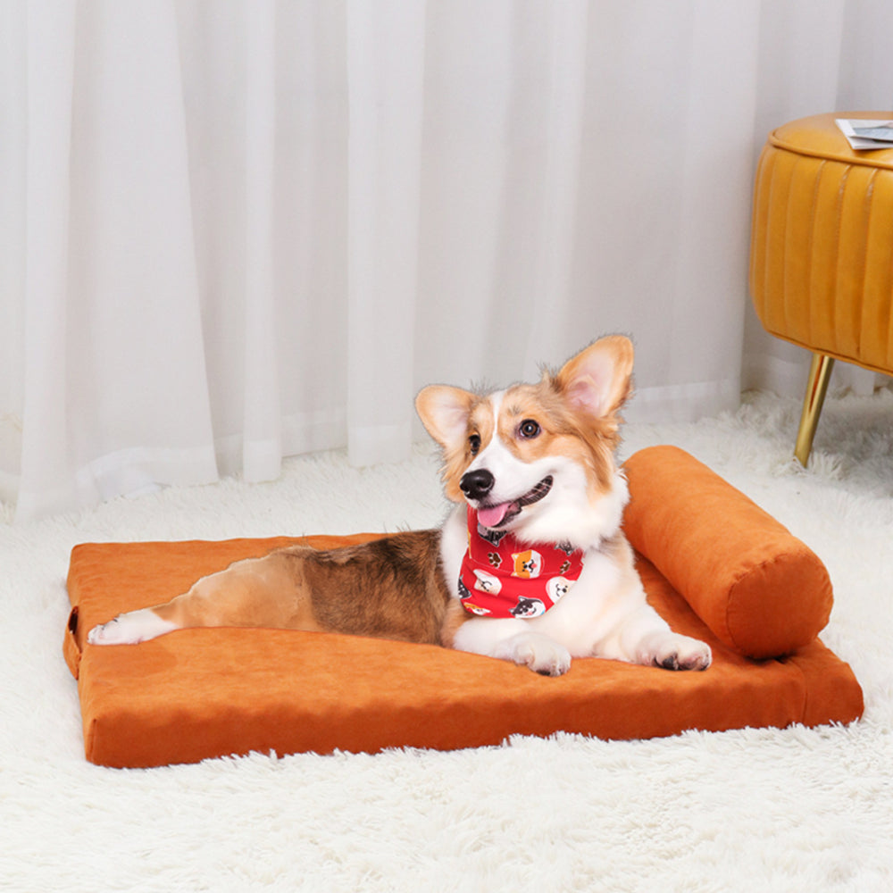 PETSWOL Removable and Washable Dog Sofa Bed-Orange_3