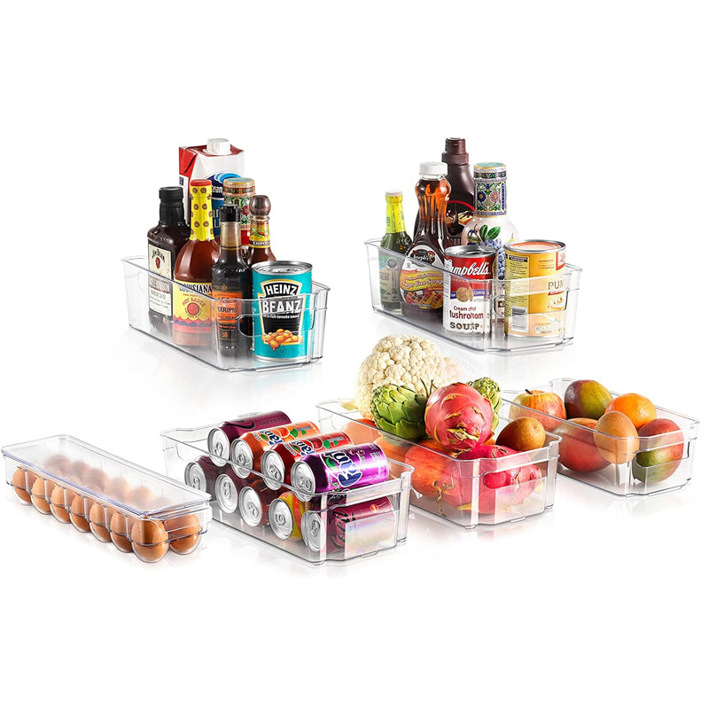 Pack of 6 Acrylic Stackable Clear Plastic Storage Bin for Refrigerator_5