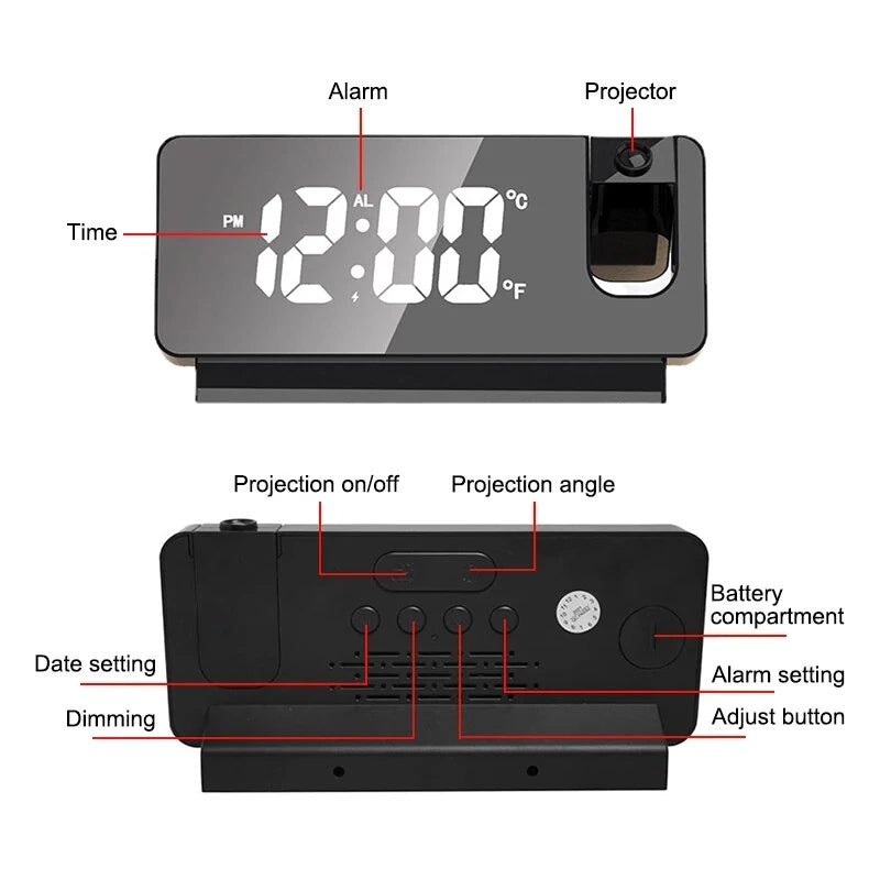 Wall Projection Digital Display Alarm Clock with Thermometer Function_9