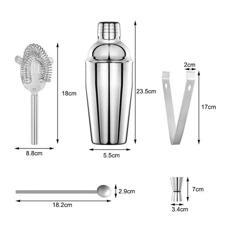 5 Pcs Stainless Steel Cocktail Maker Set Premium Bartending Tool Kit - The Grand Bazaar of Australia