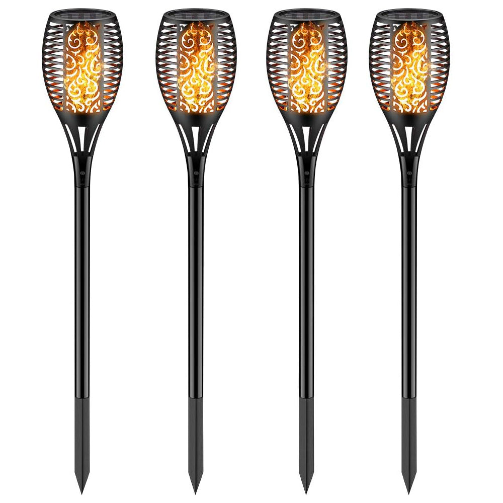 LUMIRO 4 Pack 12 LED Outdoor Flickering Flame Solar Pathway Lights_1