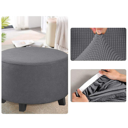 COMFEYA Round Ottoman Cover - Stretch Ottoman Slipcover Furniture Protector for Round Ottomans_5