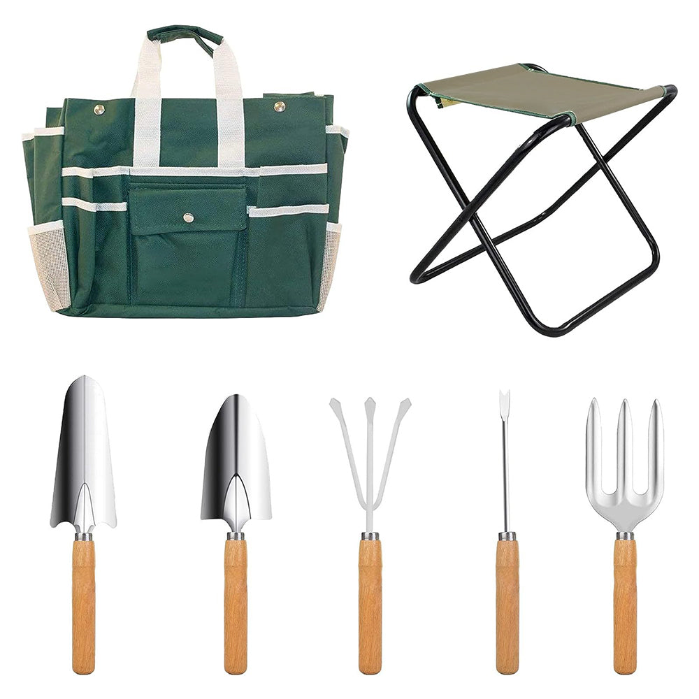 GREENHAVEN 7 Piece Garden Tool Set with Folding Stool - The Grand Bazaar of Australia