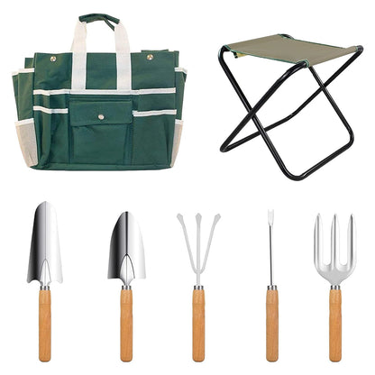 GREENHAVEN 7 Piece Garden Tool Set with Folding Stool - The Grand Bazaar of Australia
