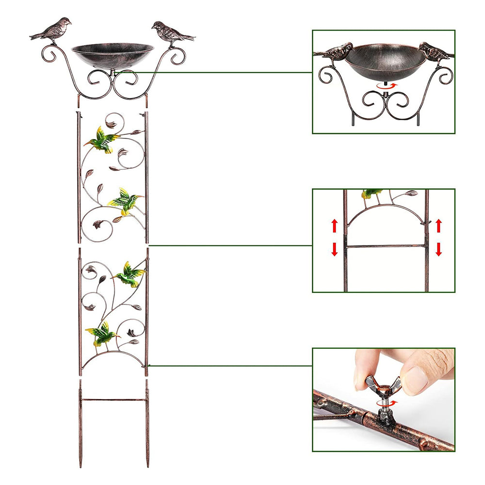 GREENHAVEN Bird Bath with Trellis for Climbing Plants_4