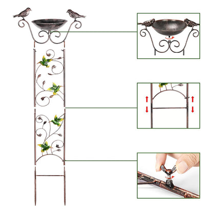 GREENHAVEN Bird Bath with Trellis for Climbing Plants_4