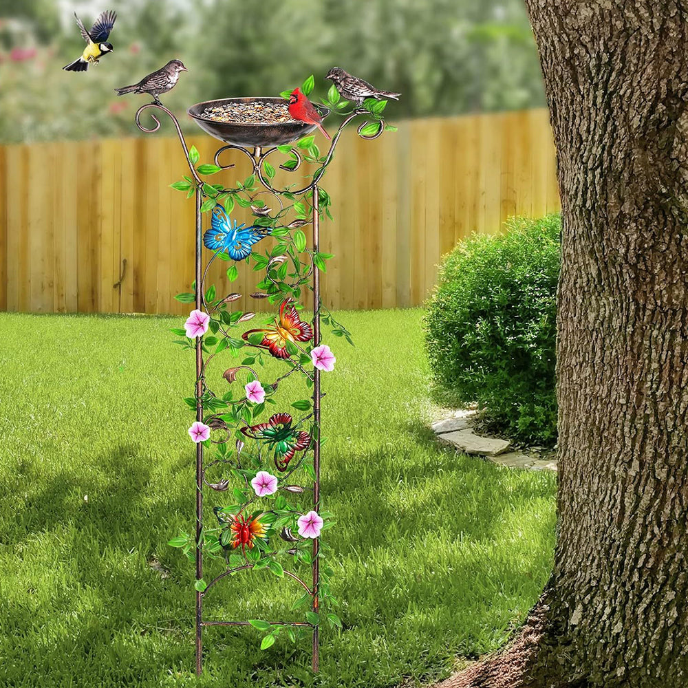 GREENHAVEN Bird Bath with Trellis for Climbing Plants_6