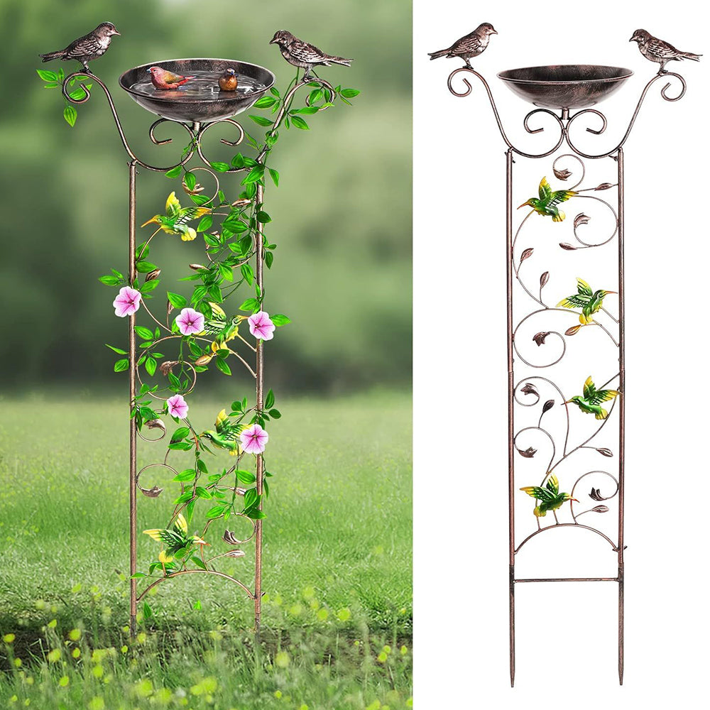 GREENHAVEN Bird Bath with Trellis for Climbing Plants_8