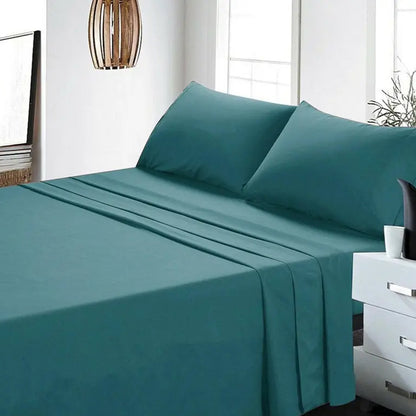 2000TC Washed Cotton Breathable Flat Fitted Bedsheet and Pillowcase Set_1