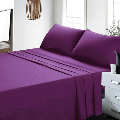 2000TC Washed Cotton Breathable Flat Fitted Bedsheet and Pillowcase Set_3