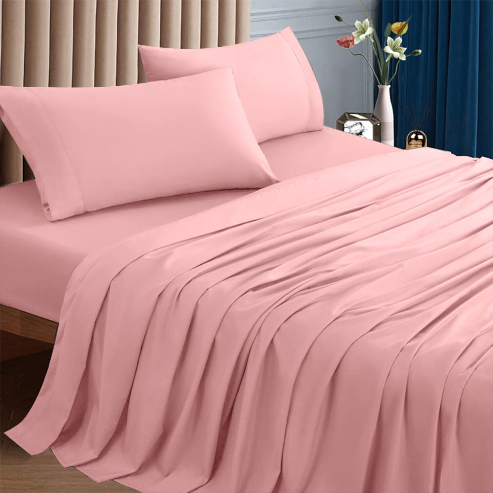 2000TC Washed Cotton Breathable Flat Fitted Bedsheet and Pillowcase Set_15