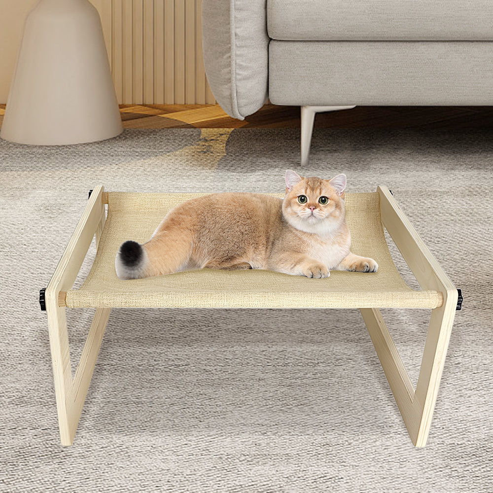 PETSWOL Breathable Cat Bed Wooden Cat Hammock_6