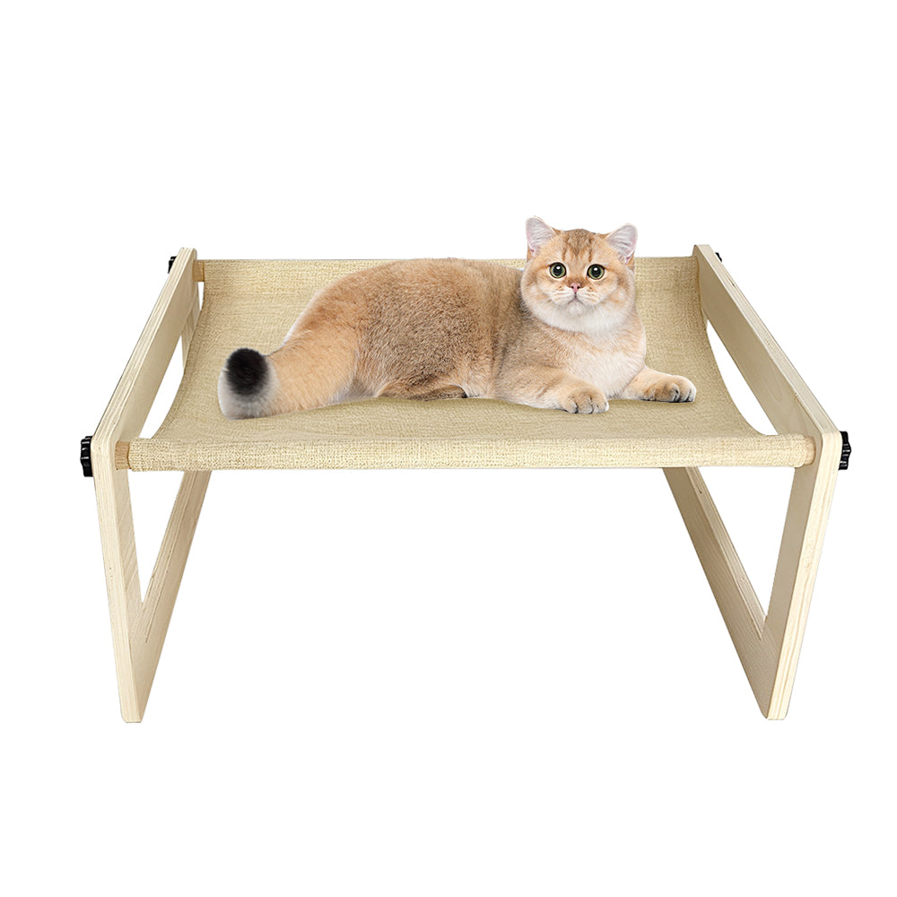 PETSWOL Breathable Cat Bed Wooden Cat Hammock_8