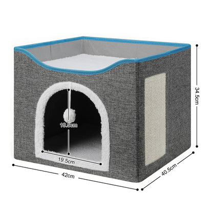 PETSWOL Cat House With Scratch Pad - Cozy Cat Hideout And Lounge For Multi-Cat Households_2