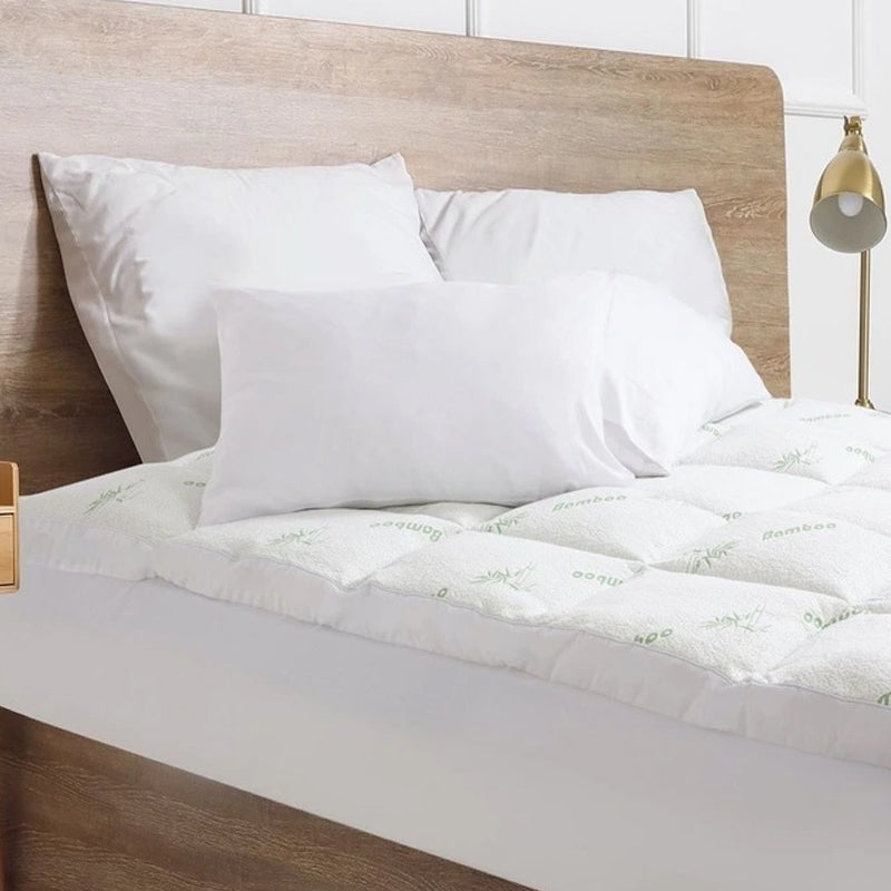 Thick and Breathable Natural Bamboo Mattress Topper Soft Quilted Bed Protector - The Grand Bazaar of Australia