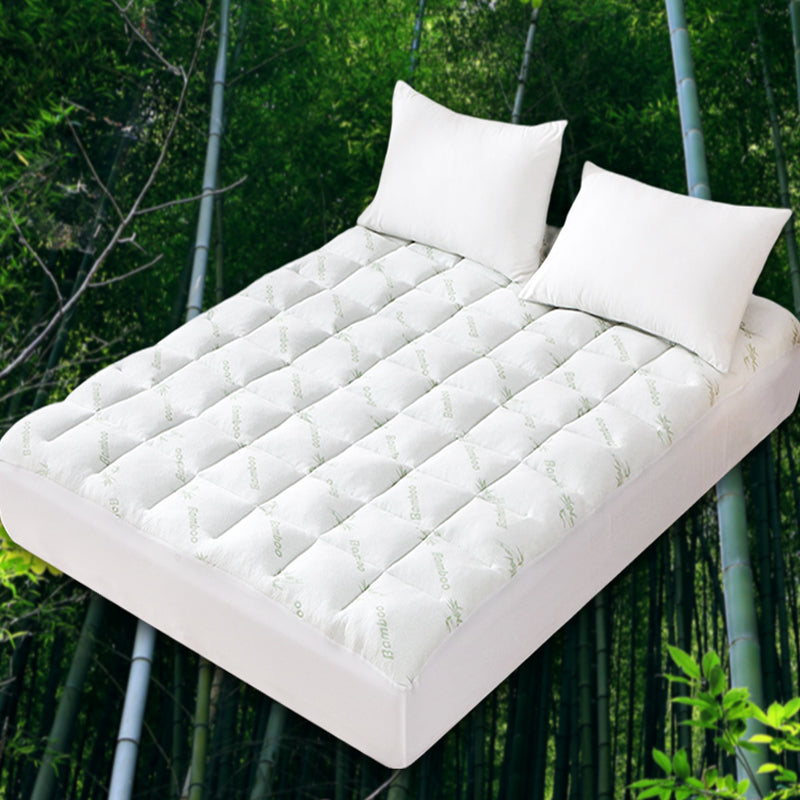 Thick and Breathable Natural Bamboo Mattress Topper Soft Quilted Bed Protector - The Grand Bazaar of Australia