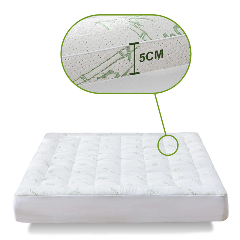 Thick and Breathable Natural Bamboo Mattress Topper Soft Quilted Bed Protector - The Grand Bazaar of Australia