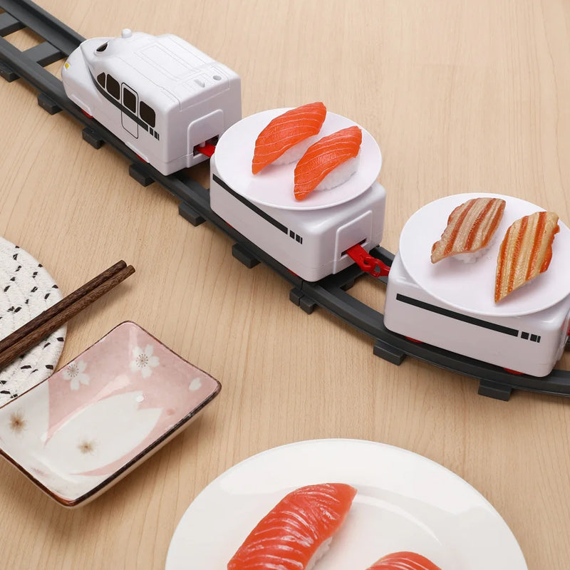 Electric Rotary Sushi Train Toy Track Role Playing Conveyor Set - Battery Operated_7